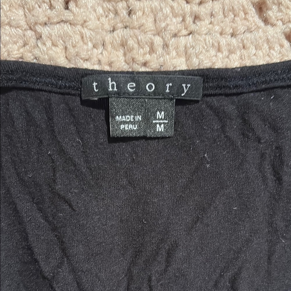 Theory Black Blouse with Blue Sleeves - Picture 2 of 3